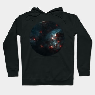 Red stars and blue nebula Hoodie